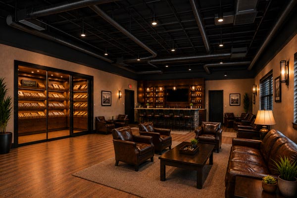 Commercial Lounge Using LAAS-3200 ducted Smoke Eater as a hidden air purification source